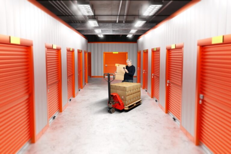 Storage,Units,Rent.,Man,In,Warehouse,Hallway